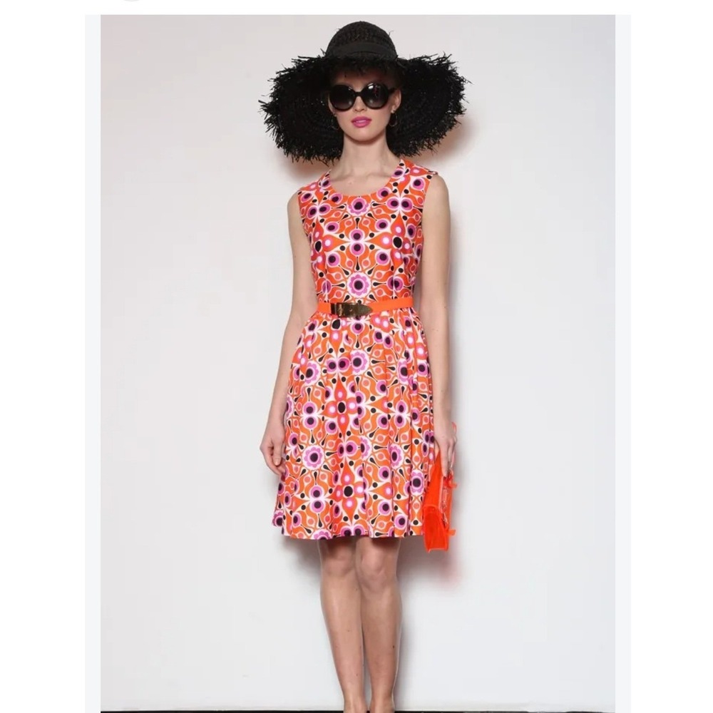 Kate Spade Dress Womens 0 Orange Florence Broadhurst Mod Geometric NJMU1579